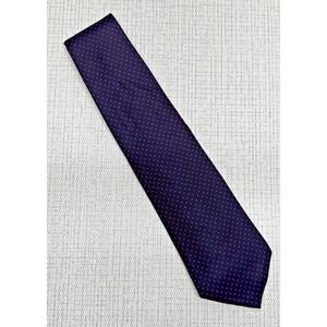 HAHNE'S All Silk Foulard Hand Blocked‎ in England Blue SIlk Red Polka Dots Tie